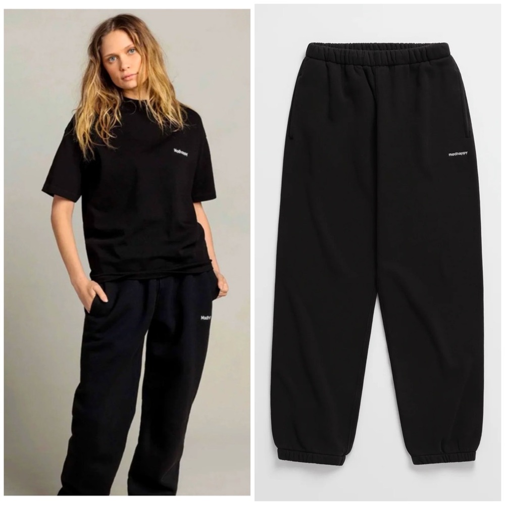 MADHAPPY Black Unisex Classic Fleece Sweatpants Size L